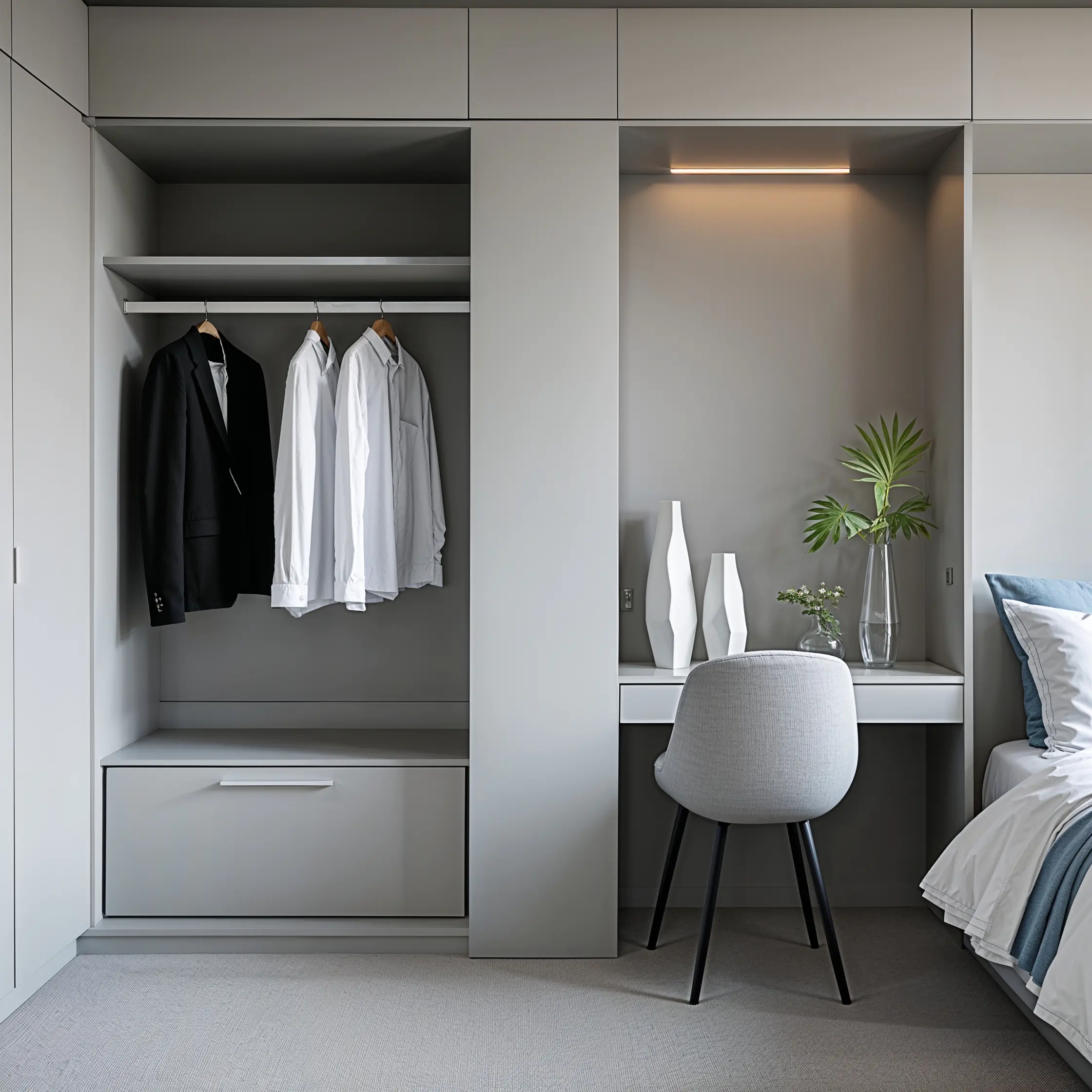 Leonardo_Phoenix_10_Image_depicts_a_modern_minimalist_bedroom_0 小坪數大智慧:巧用客製化家具修飾樑柱的秘訣