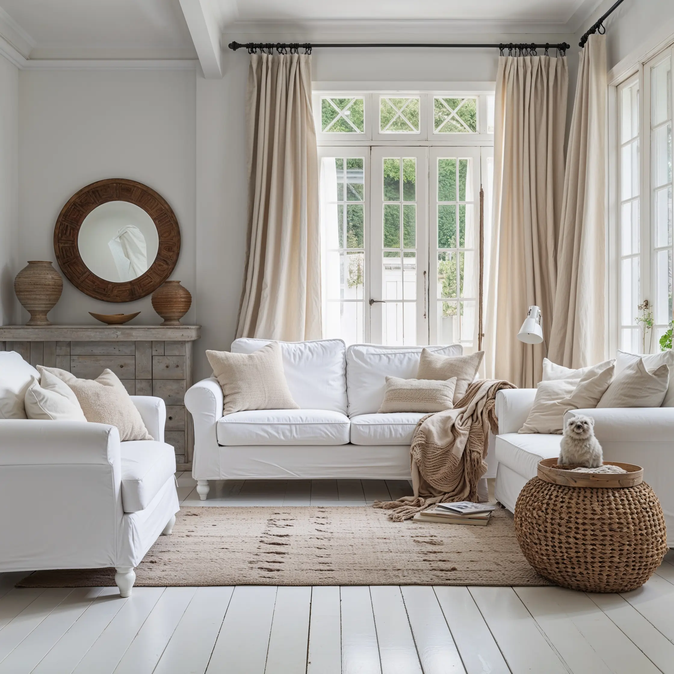 Leonardo_Phoe67862nix_10_While_white_furniture_can_make_a_space_fee_0 全白空間裡,通常會搭配一些原木元素或暖色軟裝(如地毯、抱枕、窗簾)來平衡視覺溫度,營造更宜人的氣氛