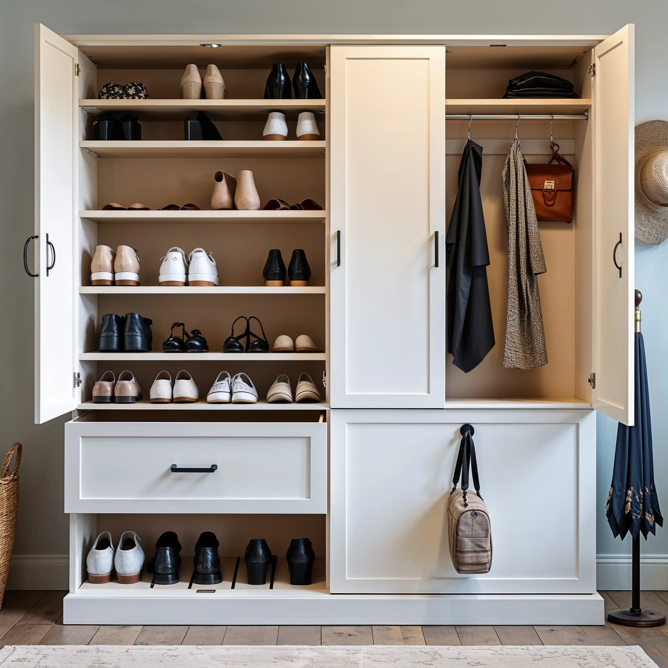 Leonardo_Phoenix_10_A_shoe_cabinet_should_combine_shelves_draw_0 (1) 玄關設計五大重點:收納、動線、美感一次掌握!