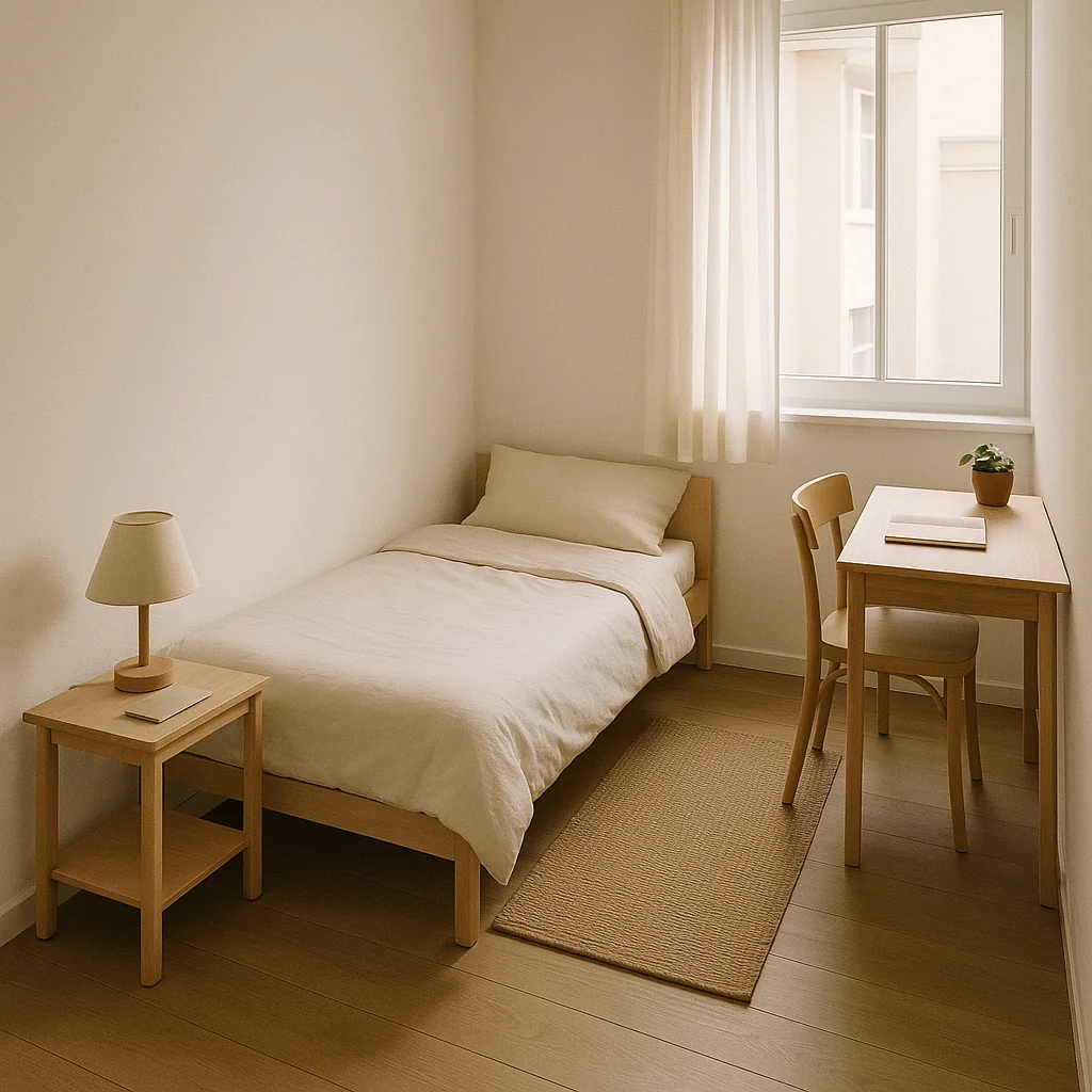 🛏️ 一、靠牆式床位佈局：預留最大走道