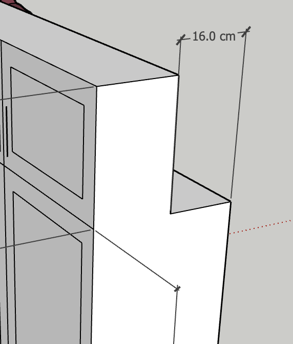 這張圖展示了頂部有16cm 樑下壓頂的3D設計圖